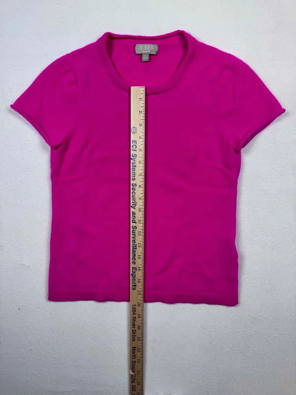 J.Crew Women's Hot Pink Short Sleeve Cashmere Knit Crew Neck Sweater